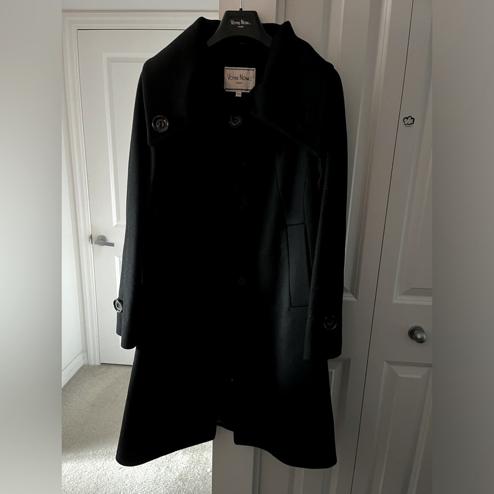 Votre Nom | Black Wool/Cashmere Blend Coat | Size XS
